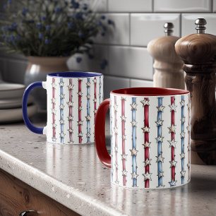 Taza Patriótica de Dos Tonos con Estrellas y Franj