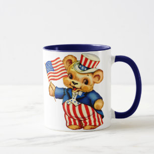 Taza patriótica del oso del vintage