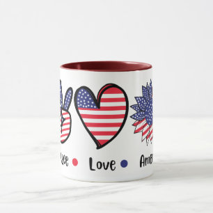 Taza Patriótica Paz Amor América Corazón de la b