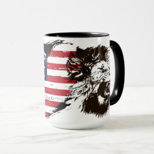Taza Patriótico de León de la Bandera del Corazón de lo