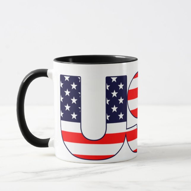 Taza Patriótico, la palabra Estados Unidos con los colo (Izquierda)