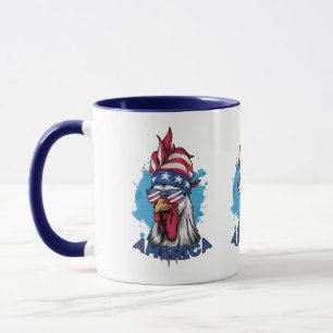 Taza Patriótico Rooster América Funny Country Estética