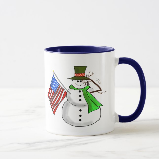 Taza Patriótico Snowman saludando a Mug - Personalizar. (Derecha)