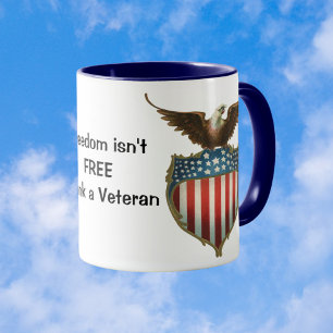 Taza Patriotismo vintage, águila orgullosa de la bander