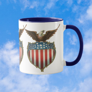 Taza Patriotismo vintage, águila orgullosa de la bander