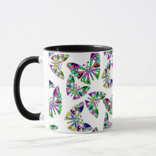 Taza Patrón abstracto de mariposa de dibujos animados p