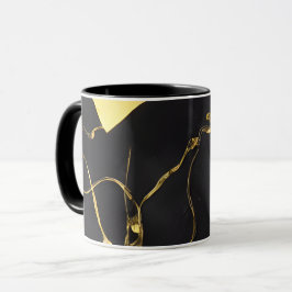 Taza Patrón abstracto de negro y oro