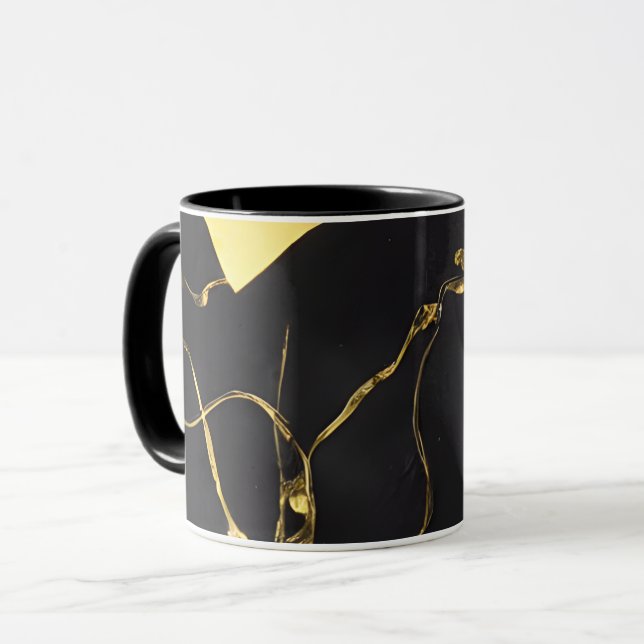 Taza Patrón abstracto de negro y oro (Anverso izquierdo)