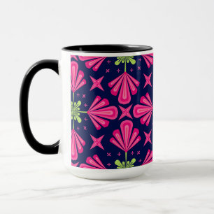 Taza Patrón abstracto de pétalos florales rosados geomé