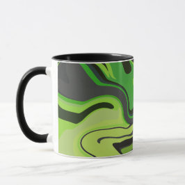 Taza Patrón abstracto verde fluyente