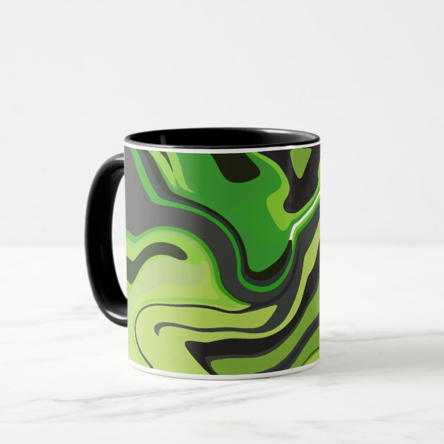 Taza Patrón abstracto verde fluyente (Anverso izquierdo)