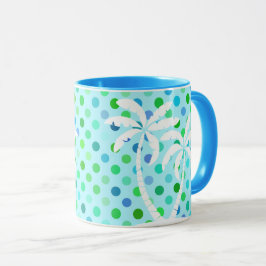 Taza Patrón Aqua Turquoise Blue Lime Green Polkadots