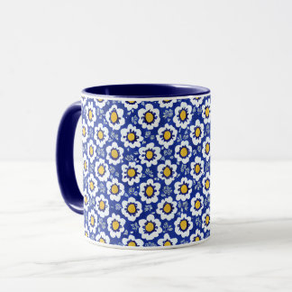 Taza Patrón árabe floral azul marino