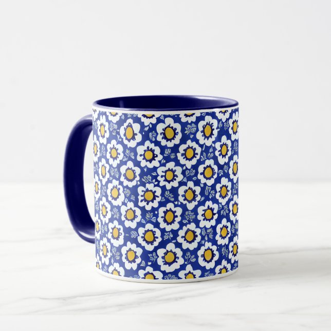 Taza Patrón árabe floral azul marino (Anverso izquierdo)