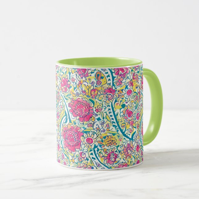 Taza Patrón árabe floral limón (Anverso derecho)