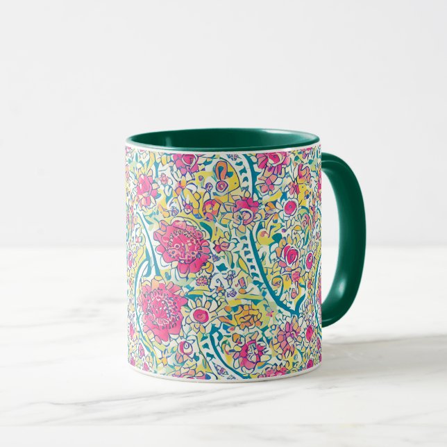 Taza Patrón árabe floral verde de Hunter (Anverso derecho)