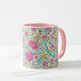 Taza Patrón árabe rosado floral