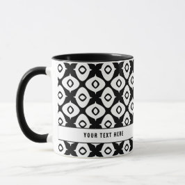 Taza Patrón árabe simétrico en blanco y negro atrevido