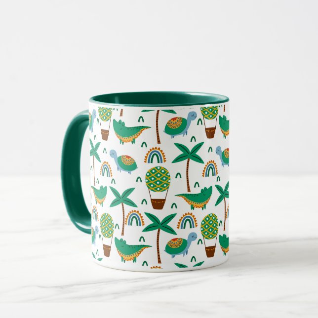 Taza Patrón arcoiris de tortuga colorida suave (Anverso izquierdo)