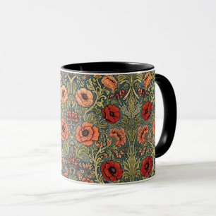 Taza Patrón Art Nouveau floral de amapolas de William M