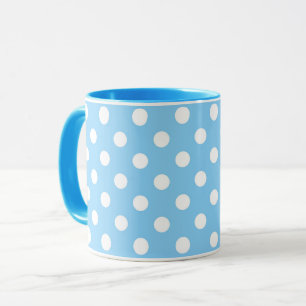 Taza patrón azul con lunares blancos