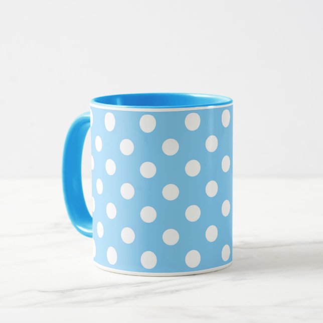 Taza patrón azul con puntos de polka blanco (Anverso izquierdo)