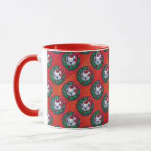 Taza Patrón azul festivo, blanco de bola de fútbol en r