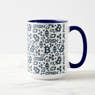 Taza Patrón azul y blanco de criptodivisa