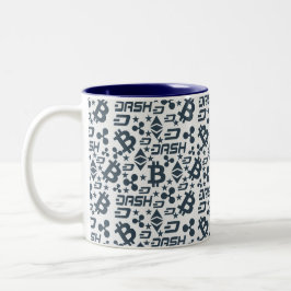 Taza Patrón azul y blanco de criptodivisa