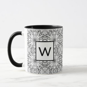 Taza Patrón blanco y negro con monograma (2 lados)