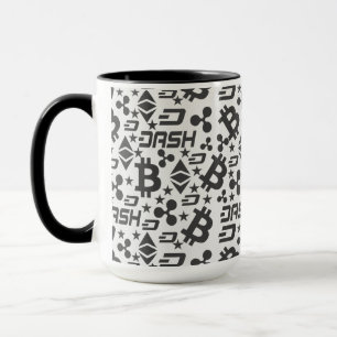 Taza Patrón blanco y negro de criptodivisa