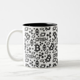 Taza Patrón blanco y negro de criptodivisa