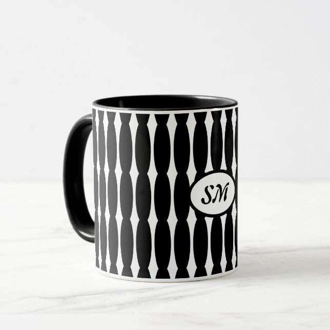 Taza Patrón blanco y negro, sus iniciales o monograma (Anverso izquierdo)