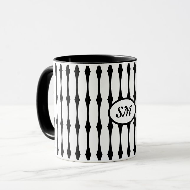 Taza Patrón blanco y negro, sus iniciales o monograma (Anverso izquierdo)