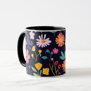 Taza Patrón Bohemio Floral Ditsy Colorido Oscuro