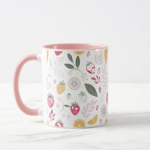 Taza Patrón Botánico de Fresa y Cítricos – Combo de 11