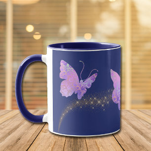 Taza Patrón brillante mariposa personalizada