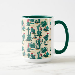 Taza Patrón Cactus Verde y Rojo