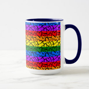 Taza Patrón cardíaco arco iris