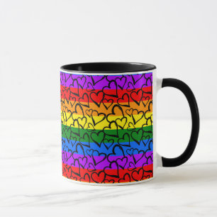 Taza Patrón cardíaco arco iris