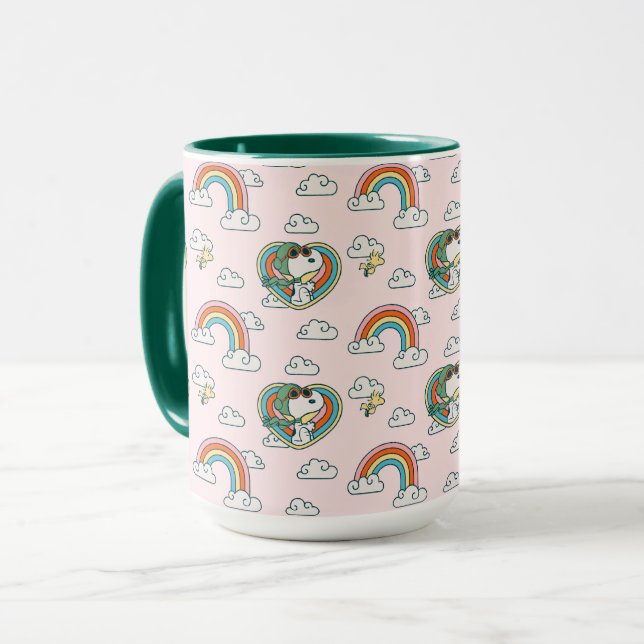 Taza Patrón cardíaco arcoiris Snoopy & Woodstock (Anverso izquierdo)