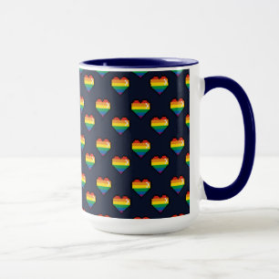 Taza Patrón cardíaco de 8 bits arco iris