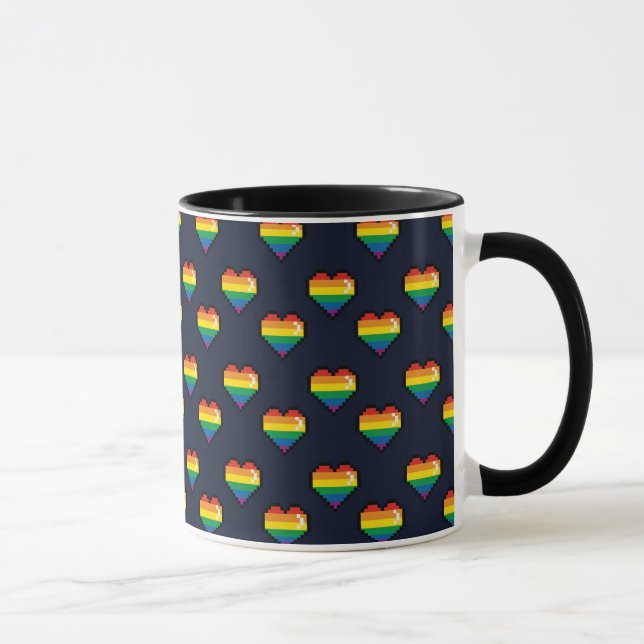 Taza Patrón cardíaco de 8 bits arco iris (Derecha)