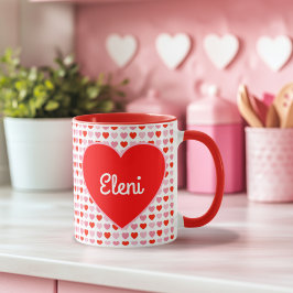 Taza Patrón cardíaco de San Valentín y nombre personali