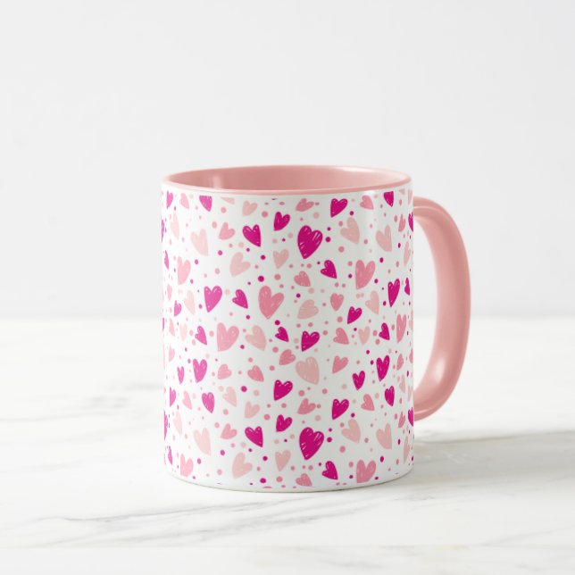 Taza Patrón cardíaco dibujado a mano (Anverso derecho)