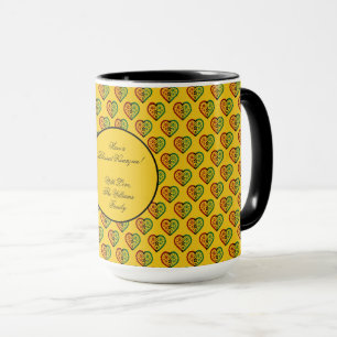 Taza Patrón cardíaco rojo negro verde floral feliz Kwan
