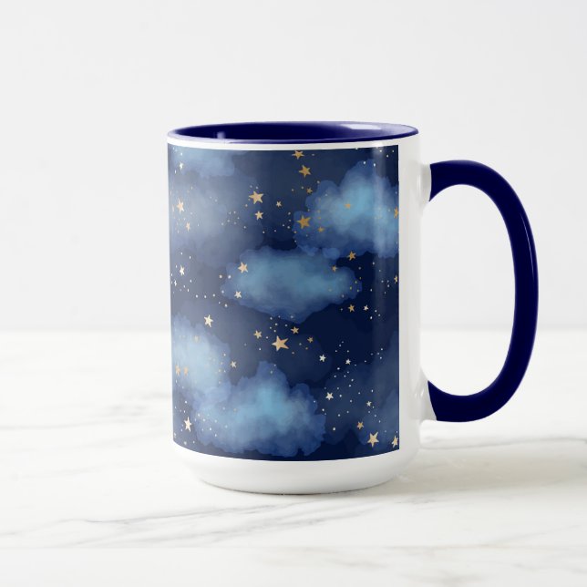 Taza Patrón cielo azul oscuro de las estrellas de oro p (Derecha)