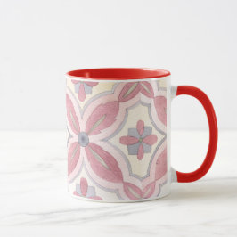 Taza Patrón clásico de azulejo Regalo rojo, azul y rosa