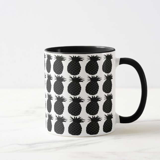 Taza Patrón clásico de piña negra y blanca (Derecha)