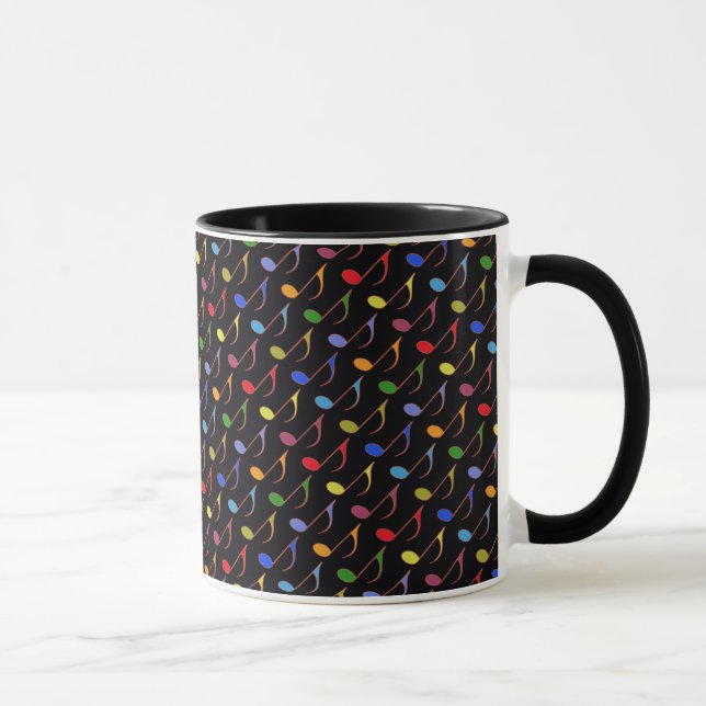Taza patrón colorido de notas musicales (Derecha)
